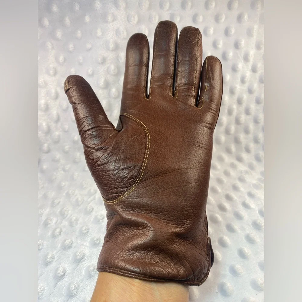 Vintage 1960’s Dark Brown Leather Gloves Fully Lined